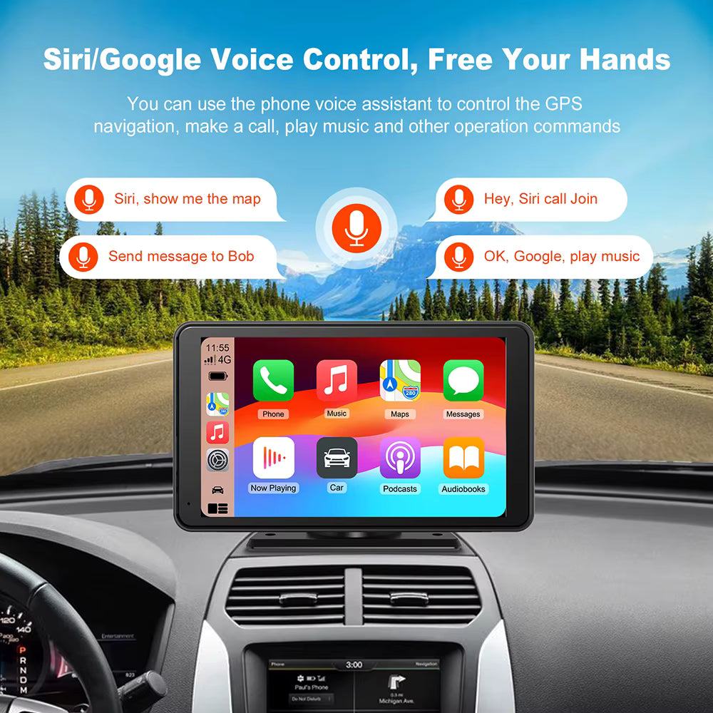 CarPlay Auto Scherm 7 Inch – Plug and Play Dashboard Display