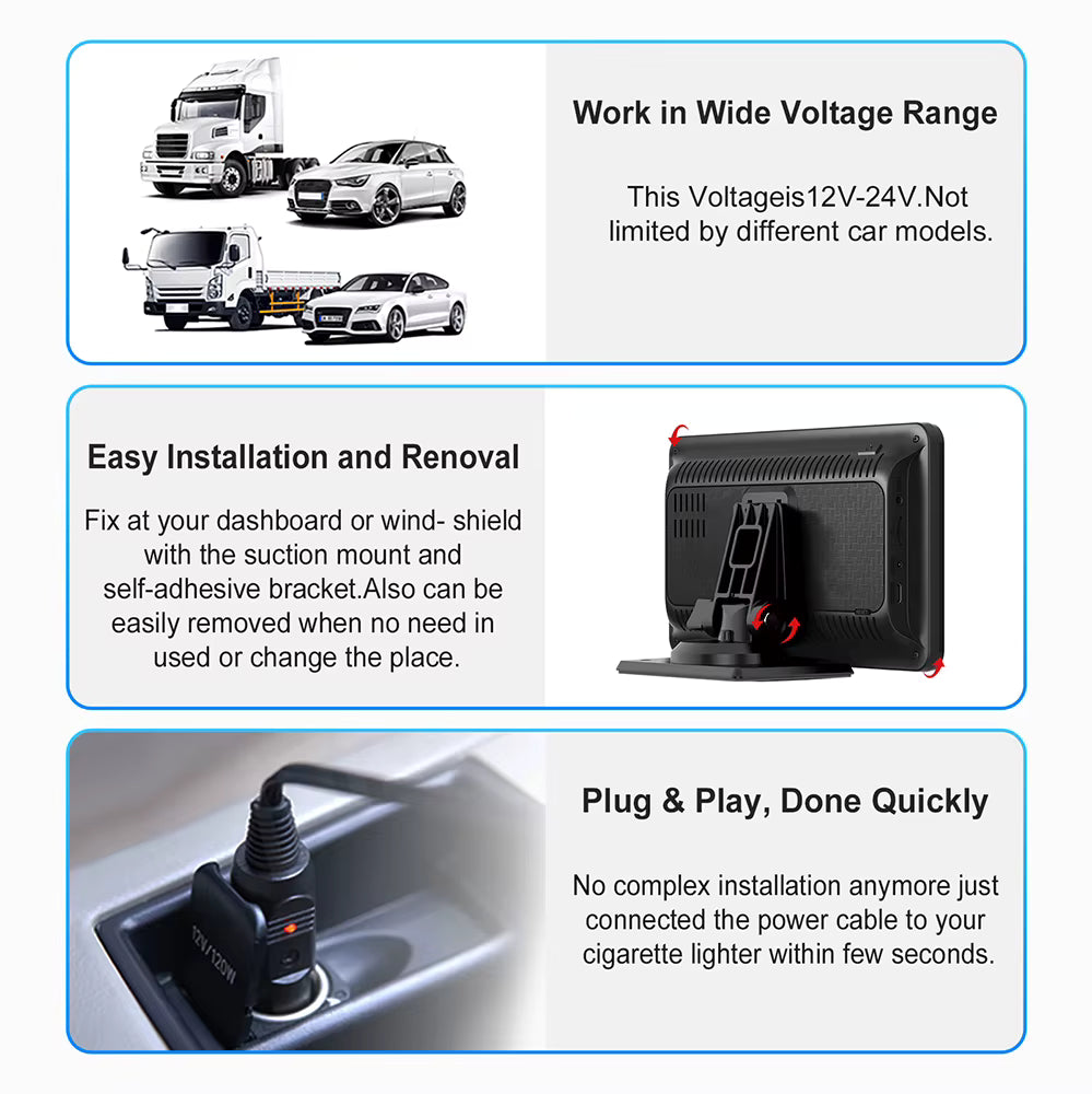 CarPlay Auto Scherm 7 Inch – Plug and Play Dashboard Display