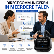 AI Vertaal Oordopjes | Realtime Translator Earbuds | Smart Display Case | Bluetooth 5.4